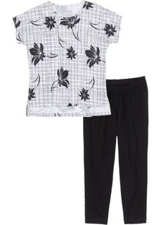 Пижама-капри с легинсами (черный/белый с рисунком) Bonprix