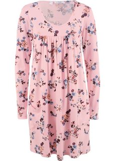 Платье из трикотажа с длинным рукавом (розовая пудра в цветочек) Bonprix