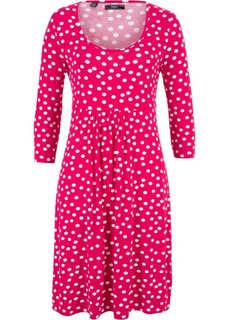 Платье из трикотажа с рукавом 3/4 (красный гранат в горошек) Bonprix