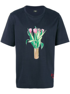 футболка с принтом вазы с цветами Fendi