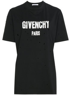 футболка с состаренным логотипом  Givenchy