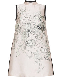 floral print silk mini dress Prada