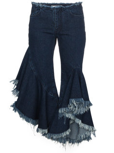 джинсы клеш с оборками и необработанным краем  Marquesalmeida