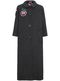 Checked coat with embroidered patches Miu Miu