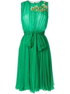 плиссированное платье с цветочной отделкой  Dolce &amp; Gabbana