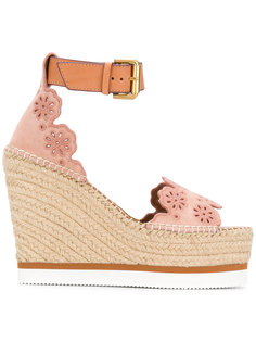 босоножки на плетеной танкетке Lauren See By Chloé