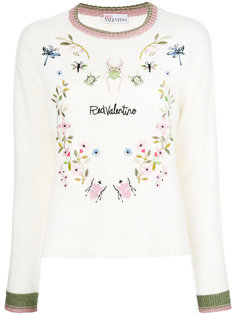 свитер с вышитыми насекомыми Red Valentino