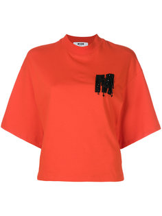 футболка с высокой горловиной и логотипом  MSGM