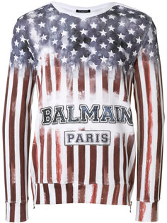 толстовка с американским флагом Balmain