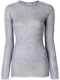 свитер в рубчик с круглым вырезом  Prada