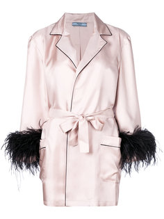 пальто с отделкой перьями Prada