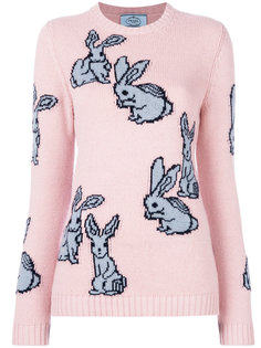 свитер вязки "интарсия" с кроликами Prada