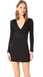 alice + olivia Simone Deep V Strong Shoulder Dress