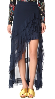 alice + olivia Lavera Asymmetrical Ruffle Skirt
