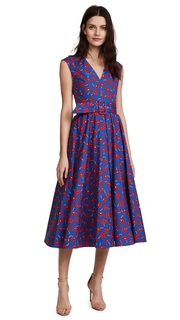alice + olivia Dot Drop Shoulder Midi Dress