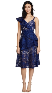 alice + olivia Florrie Ruffle Midi Dress