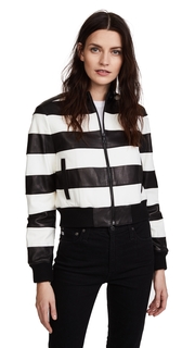 alice + olivia Nixon Mock Collar Leather Jacket