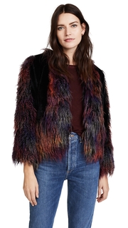 Anna Sui Rainbow Mongolian Faux Fur Jacket