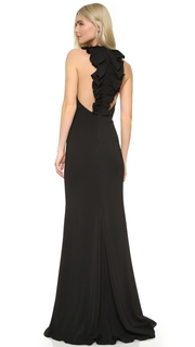 Badgley Mischka Collection Ruffle Back Gown