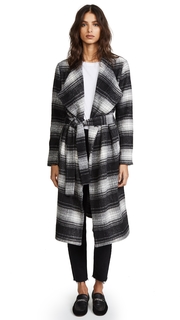 BB Dakota Sisson Plaid Drape Front Coat