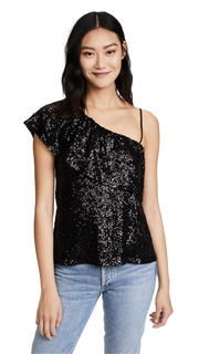 BB Dakota Clair One Shoulder Sequin Ruffle Top