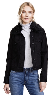 Derek Lam 10 Crosby Toby Classic Jean Jacket with Shearling Collar