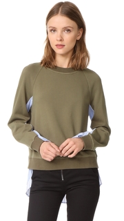Derek Lam 10 Crosby Sweatshirt with Shirting Combo