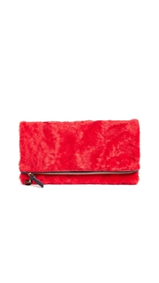 Clare V. Fold Over Shearling Clutch