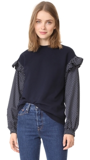 Clu Clu Too Polka Dot Sleeve Sweatshirt