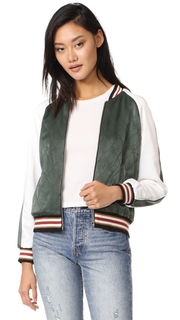 cupcakes and cashmere Brice Quilted Satin Bomber Jacket