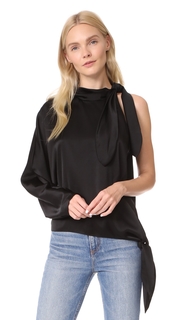Diane von Furstenberg One Shoulder Knotted Blouse