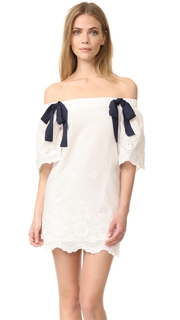 ENGLISH FACTORY Off Shoulder Dress with Tie Detail