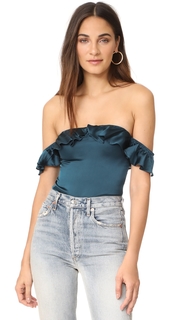 For Love &amp; Lemons Virgo Ruffle Thong Bodysuit