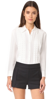 FRAME Eyelet Pleated Blouse