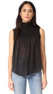 FRAME Smocked Sleeveless Blouse