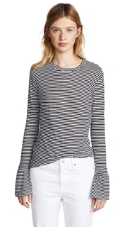 FRAME Ruffle Long Sleeve Tee