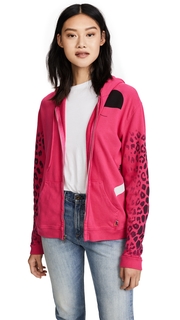 FREECITY Leopard Print Sherpa Zip Hoodie Top