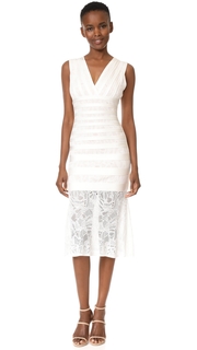 Herve Leger Striped Lace Inset Dress