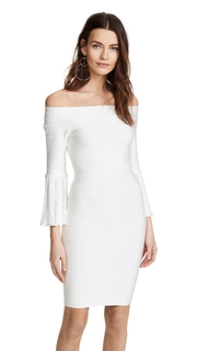 Herve Leger Bell Sleeve Off the Shoulder Dress