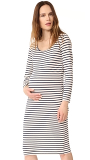 MONROW Maternity Stripe Long Sleeve Dress