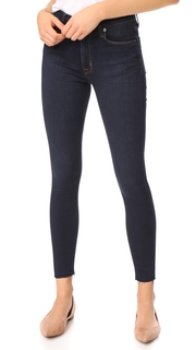 Hudson Barbara High Waist Super Skinny Jeans with Raw Hem