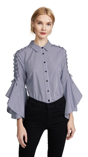 Jonathan Simkhai Whipstitch Bell Sleeve Shirt