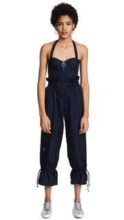Jonathan Simkhai Ruched Taffeta Bustier Jumpsuit