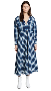 Jonathan Simkhai Washed Plaid Diamond Western Midi Dress