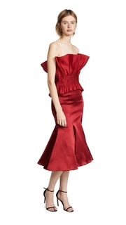 Jonathan Simkhai Structured Silk Bustier Trumpet Dress