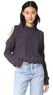 J.O.A. Cable Cold Shoulder Sweater
