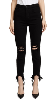 LAGENCE Highline High Rise Skinny Jeans with Hem Destruction