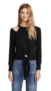 LNA Lurque Ribbed Tie Front Tee