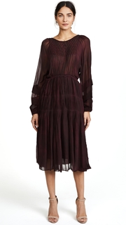 LOVESHACKFANCY Pleated Noelle Midi Dress