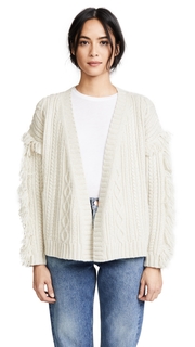 Madewell Cable Knit Fringe Cardigan Sweater